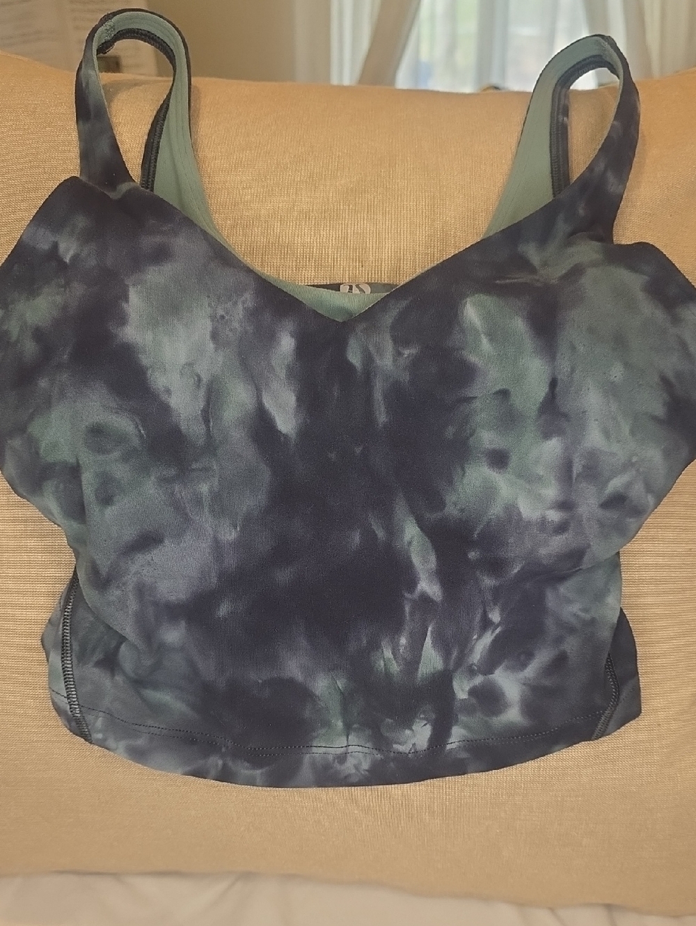 lululemon athletica Black and Dark Green Tie-Dye Sports Bra